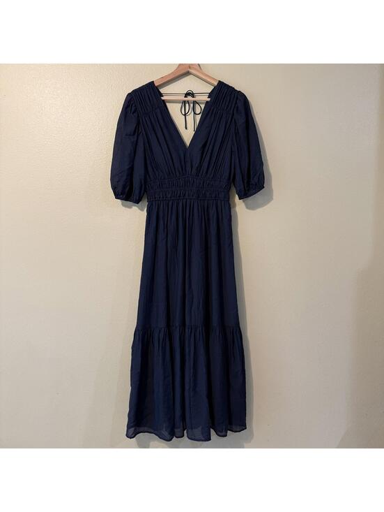 Abercrombie & Fitch Dresses & Skirts - Abercrombie & Fitch Navy V-Neck Puff Sleeve Maxi Dress Size M Petite